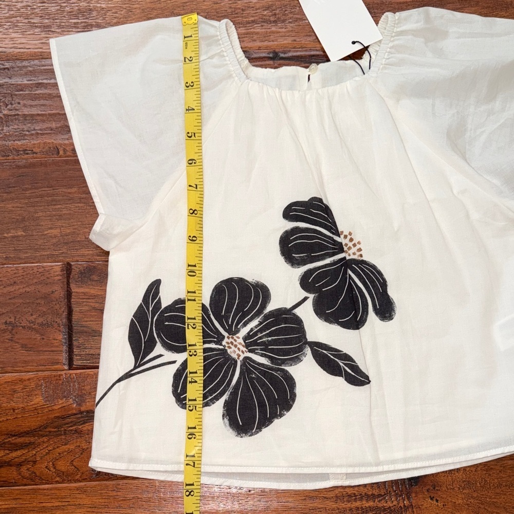 Zara Kids Floral White Blouse Print with Black Floral Design, size 11-12 - Picture 4 of 6